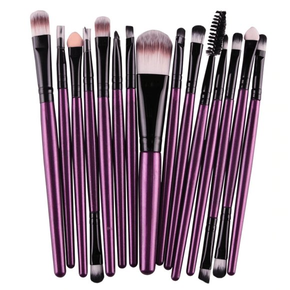 Other - NEW 15 pcs Purple Pro Makeup Brush Set